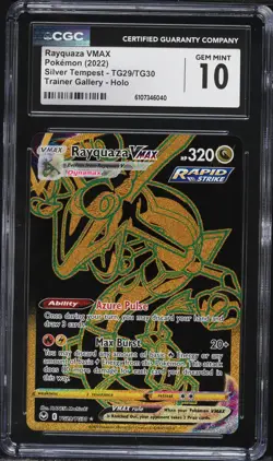 2022 Pokemon Silver Tempest CHR Rayquaza VMAX #TG29 CGC 10 - Image 1