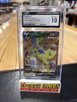 2021 POKEMON CGC 10 SWSH Battle Styles Tyranitar V 155/163 Alt Art - Image 1