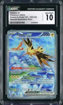 2023 Pokemon Scarlet & Violet Zapdos EX Illustration Rare 202 CGC Gem Mint 10 - Image 1