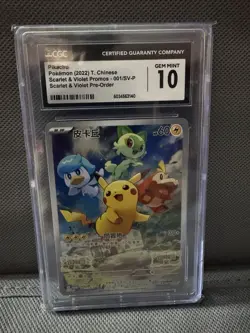 Pokemon Pikachu TCG 001/Sv-p T. Chinese S&V Preorder Promo CGC 10 - Image 1