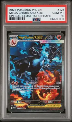 2025 POKEMON PFL EN-PHANTASMAL FLAMES #125 MEGA CHARIZARD X EX PSA 10 - Image 1