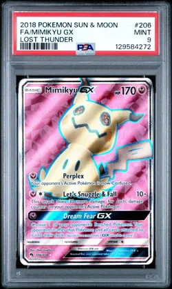 2018 POKEMON SUN & MOON LOST THUNDER #206 FULL ART/MIMIKYU GX PSA 9 - Image 1