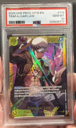 2025 One Peice Tcg Op10-119 SEC Trafalgar Law PSA 10 - Image 1