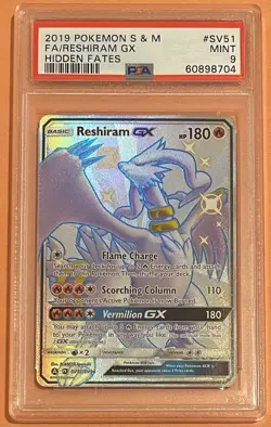 2019 Pokemon RESHIRAM GX #SV51 /SV94 Hidden Fates: Shiny Vault HOLO PSA 9 MINT - Image 1