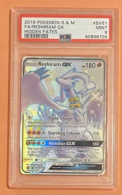 2019 Pokemon RESHIRAM GX #SV51 /SV94 Hidden Fates: Shiny Vault HOLO PSA 9 MINT - Image 3
