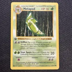 1999 Pokemon Vintage 1st Edition Metapod 54/102 Base Set Shadowless - Image 1