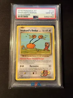 2016 Pokemon XY Evolutions ImakuniU’s Doduo 112/108 PSA 10 GEM MINT - Image 1
