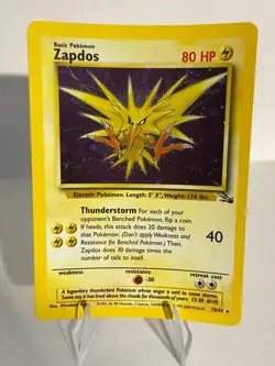 Pokemon Fossil Set Unlimited Zapdos 15/62 Holo Rare HP/MP - Image 1
