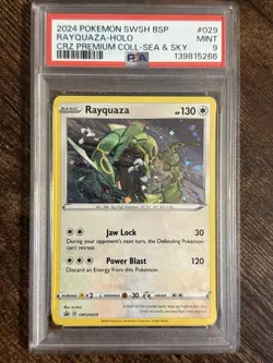 PSA 9 Rayquaza - SWSH029 Cosmos Black Star Promo - Sea & Sky Premium Collection - Image 1