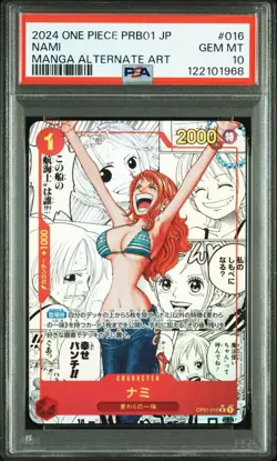 One Piece CCG Nami OP01-016 PSA 10 Manga Alternate Art Japanese PRB01 - Image 1