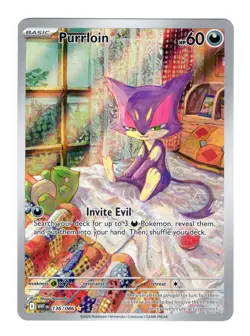 Purrloin 136/086 Sv: White Flare Holo Full Art Illustration Rare Pokemon Card NM - Image 1