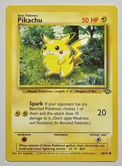 Pikachu 60/64 (MP) Common Jungle Set 1996 WOTC Pokemon Card - Image 1
