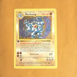 Pokemon Rare Holo Card Machamp 1999 8/102 First Edition Shadowless - Image 1
