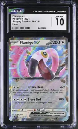 Flamigo EX *CGC 10* Holo *Surging Sparks* #160 *2024* Pokemon - Image 1