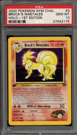 Pokemon Brock's Ninetales Gym Challenge 1st Edition Holo Rare #3 PSA 10 Gem Mint - Image 1