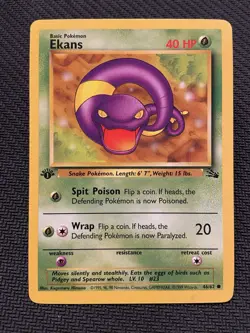 Ekans 46/62 Fossil Regular First Edition Pokemon Vintage - Image 1
