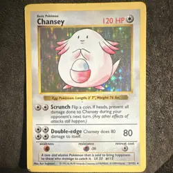 Pokemon TCG Chansey Base Set Shadowless 3/102 Holo Rare 1999 120 HP English - Image 1