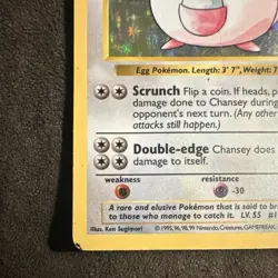 Pokemon TCG Chansey Base Set Shadowless 3/102 Holo Rare 1999 120 HP English - Image 5