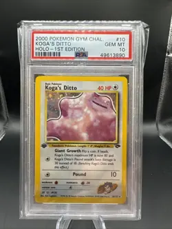 Pokemon 2000 Gym Challenge #10 Koga's Ditto Holo 1st Edition PSA 10 Gem Mint - Image 1