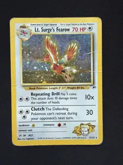 Pokemon Lt. Surge's Fearow 007/132 Gym Heroes Holo TCG - DMG - Image 1