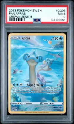 2023 Pokemon SWSH CROWN ZENITH LAPRAS FULL ART #GG05 PSA 9 - Image 1