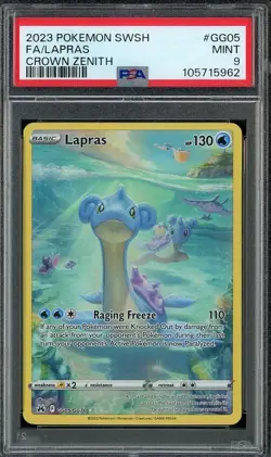 2023 Pokemon SWSH Crown Zenith GG05 LAPRAS Full Art PSA 9 Mint - Image 1