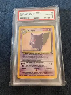 1999 GENGAR HOLO 5/62 FOSSIL POKEMON PSA 8 WOTC Holo Card Near Mint Rare - Image 1