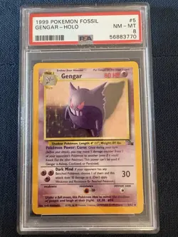 1999 GENGAR HOLO 5/62 FOSSIL POKEMON PSA 8 WOTC Holo Card Near Mint Rare - Image 3