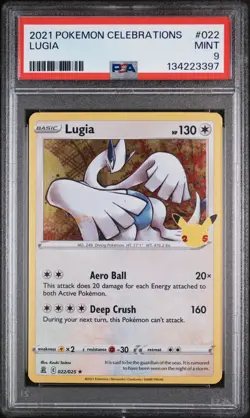 2021 POKEMON CELEBRATIONS #022 LUGIA PSA 9 - Image 1
