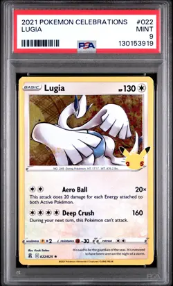 2021 POKEMON CELEBRATIONS #022 LUGIA PSA 9 - Image 1