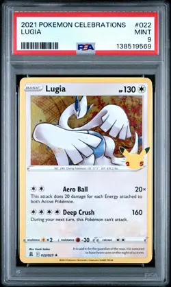 2021 POKEMON CELEBRATIONS #022 LUGIA PSA 9 - Image 1