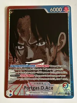 One Piece CCG Portgas D. Ace Alt Art Leader OP13-002, English, Near Mint Single - Image 3