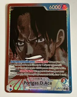 One Piece CCG Portgas D. Ace Alt Art Leader OP13-002, English, Near Mint Single - Image 4