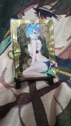 GODDESS STORY REM RE ZERO GOLD METAL ANIME WAIFU CARD - Image 1