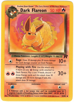 Dark Flareon 35/82 Team Rocket Regular Uncommon Vintage Pokemon Card - Image 1