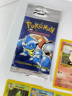 Pokemon - Base Set OPENED Pack - Blastoise Artwork Long Crimp - 11 Cards - NM - Image 2