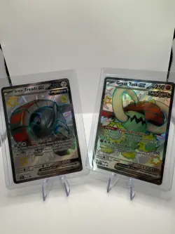 Pokemon Paldean Fates Tin Great Tusk & Iron Treads Ex Promo Cards (NM) - Image 1