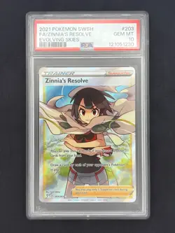 Zinnia's Resolve 203/203 - Evolving Skies - Graded PSA 10 GEM MT Pokemon Card - Image 1