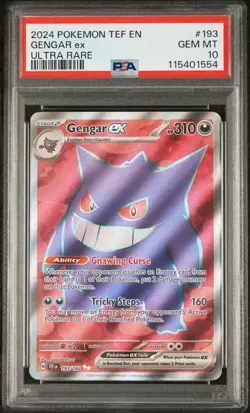 2024 POKEMON TEF EN-TEMPORAL FORCES ULTRA RARE #193 GENGAR EX PSA 10 - Image 1