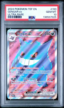 2024 Pokemon Tef EN-Temporal Forces Gengar EX Holo Ultra Rare PSA 10 #193 - Image 1