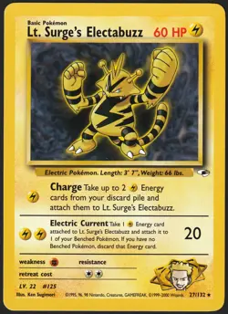 LT. Surge's Electabuzz 2000 Pokemon 17/132 Gym Heroes Non-Holo Rare WOTC NM 🔥 - Image 1