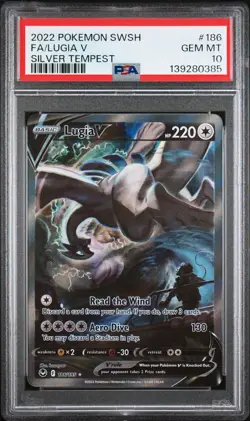 2022 POKEMON SWORD & SHIELD SILVER TEMPEST #186 FULL ART/LUGIA V PSA 10 - Image 1