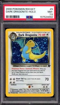 2000 Pokemon Rocket Dark Dragonite-Holo #5 PSA 7.5 NM+ - Image 1