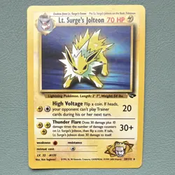 Pokemon TCG Lt. Surge's Jolteon 28/132 Gym Challenge Rare Regular 70HP 2000 WOTC - Image 1