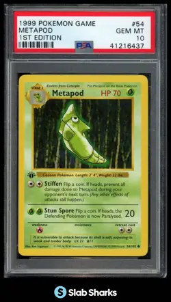 1999 POKEMON BASE SET 1ST EDITION #54/102 METAPOD PSA 10 - Image 1