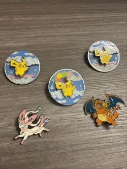 Official Pokemon Pins - Lot Of 5 - Sylveon - Pikachu - Charizard - - Image 1