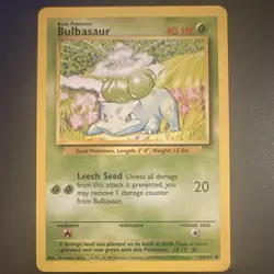 Pokemon TCG Bulbasaur Base Set, Unlimited Common Card 44/102, Lightly Played - Image 1