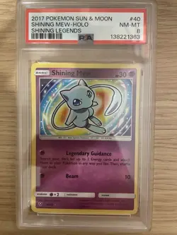 2017 POKEMON SUN & MOON SHINING LEGENDS 40 SHINING MEW-HOLO - PSA 8 - Image 1