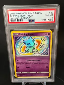 2017 POKEMON SUN & MOON SHINING LEGENDS 40 SHINING MEW-HOLO - PSA 8 - Image 1