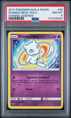 2017 POKEMON SUN & MOON SHINING LEGENDS #40 SHINING MEW-HOLO PSA 8 - Image 1